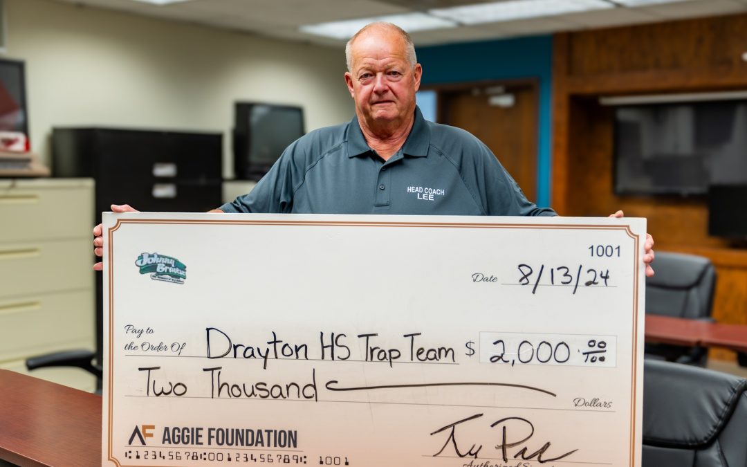 $2,000 donation to the Drayton Public School HS Trap Team!